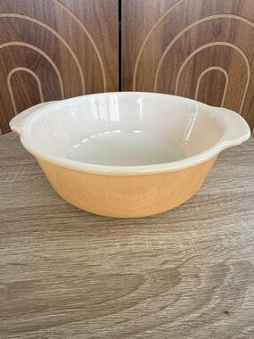 Vintage Fire King Peach Lustre Casserole Dish with Handles, no lid